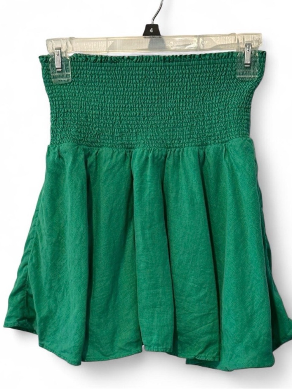 J. Crew Smocked Waist Green Women's Linen Mini Skirt